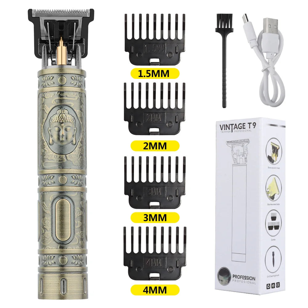 Retro T9 Professional Hair & Beard Trimmer – Cordless Electric Grooming Kit