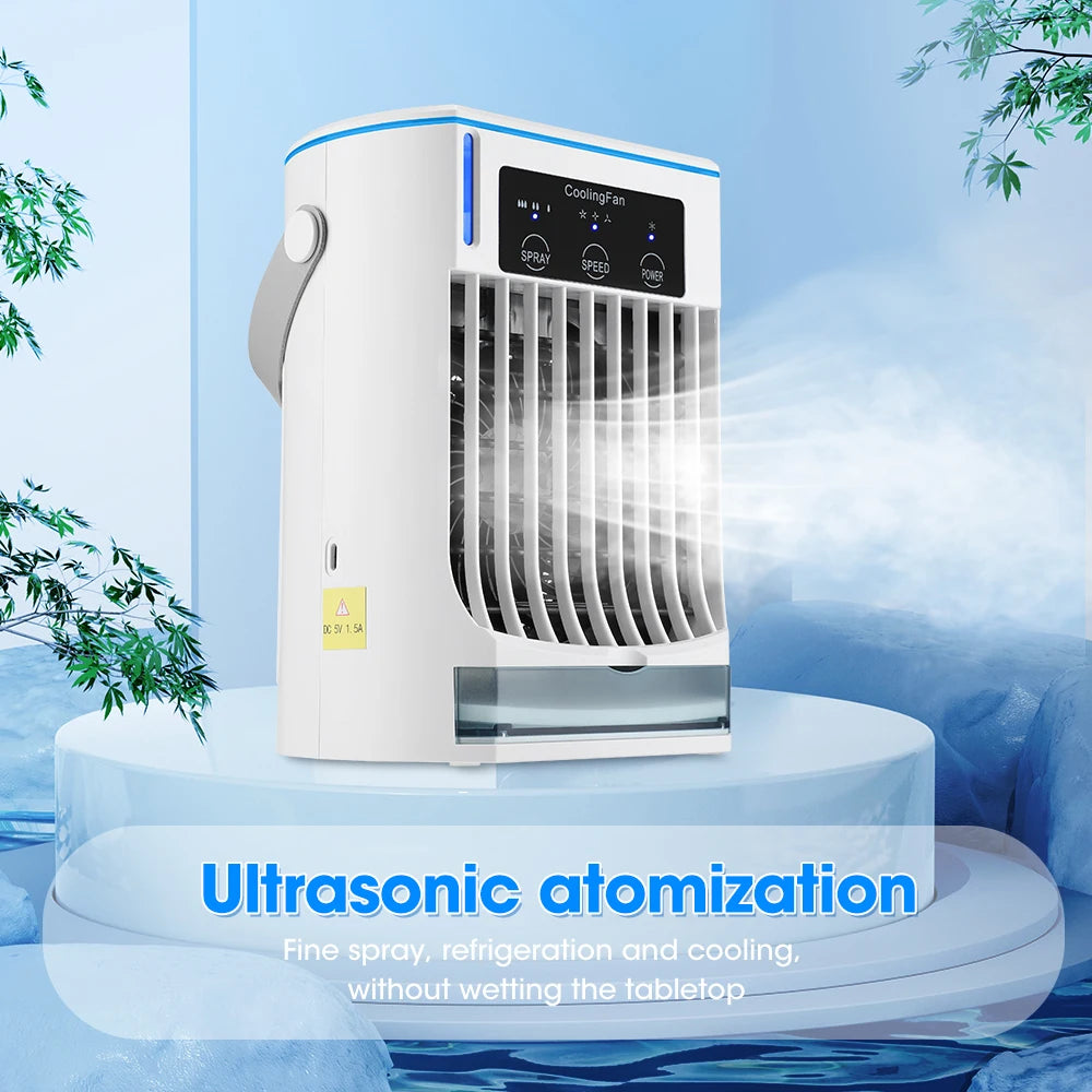 Portable Mini Air Cooler & Humidifier with LED Night Light