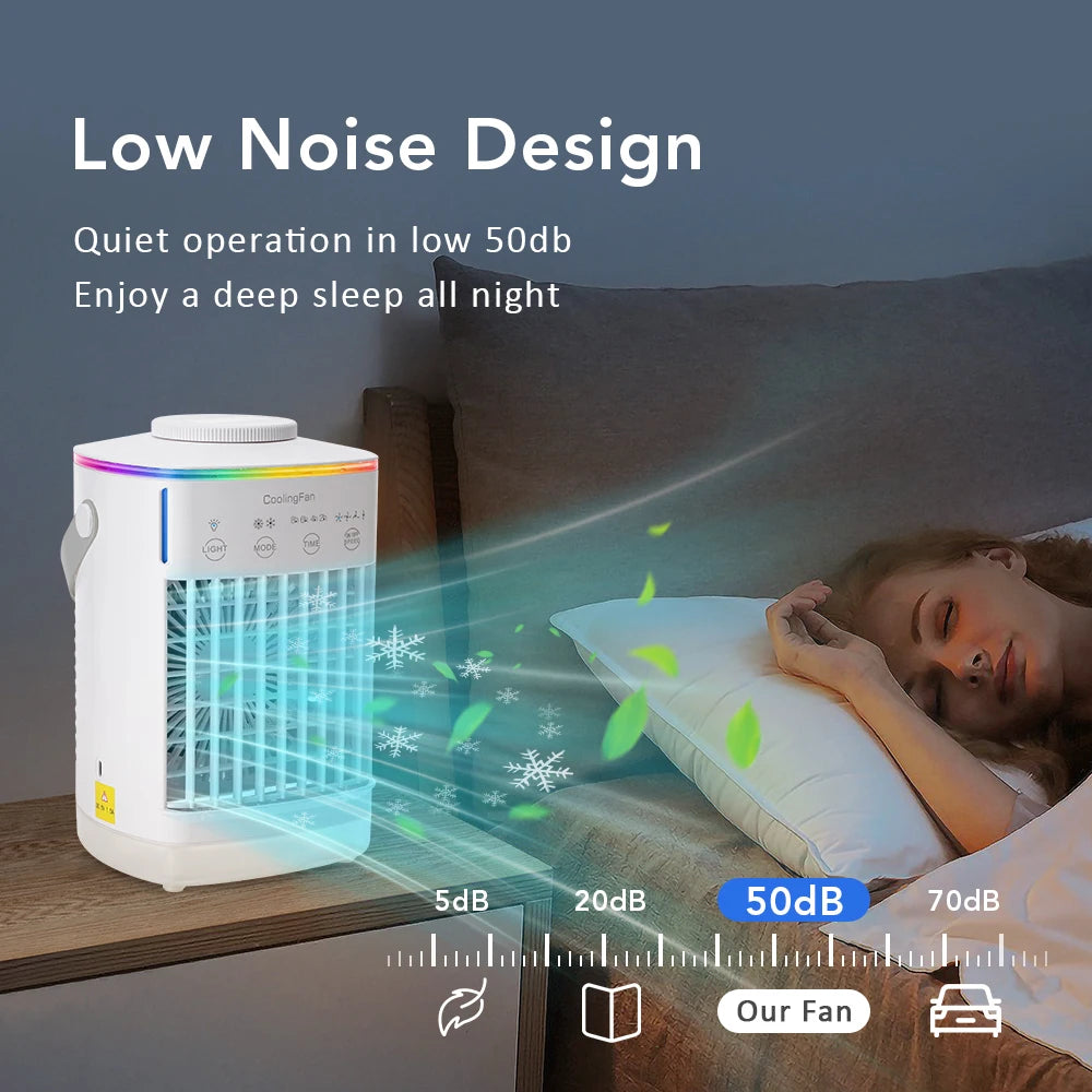 Portable Mini Air Cooler & Humidifier with LED Night Light