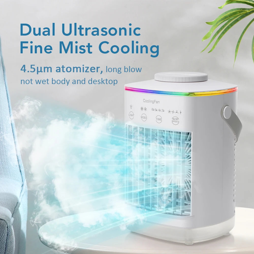 Portable Mini Air Cooler & Humidifier with LED Night Light
