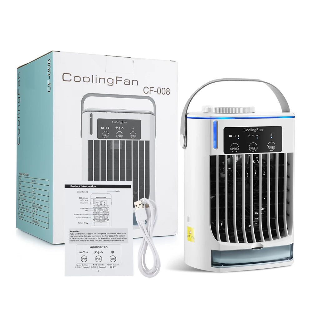 Portable Mini Air Cooler & Humidifier with LED Night Light