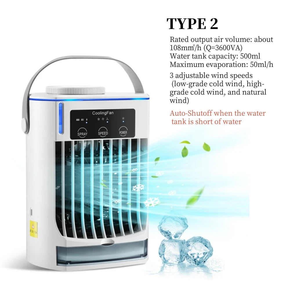 Portable Mini Air Cooler & Humidifier with LED Night Light