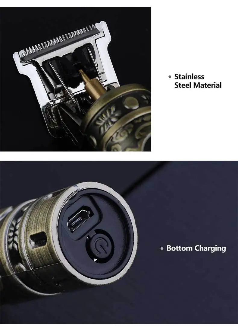 Retro T9 Professional Hair & Beard Trimmer – Cordless Electric Grooming Kit