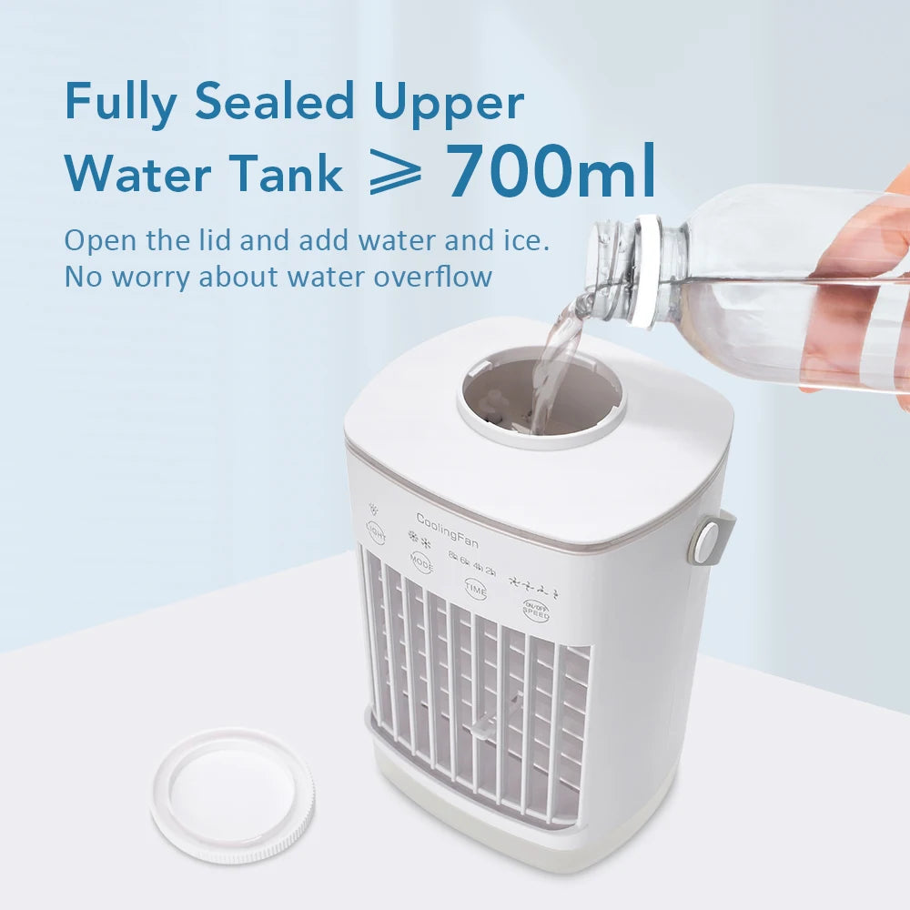 Portable Mini Air Cooler & Humidifier with LED Night Light