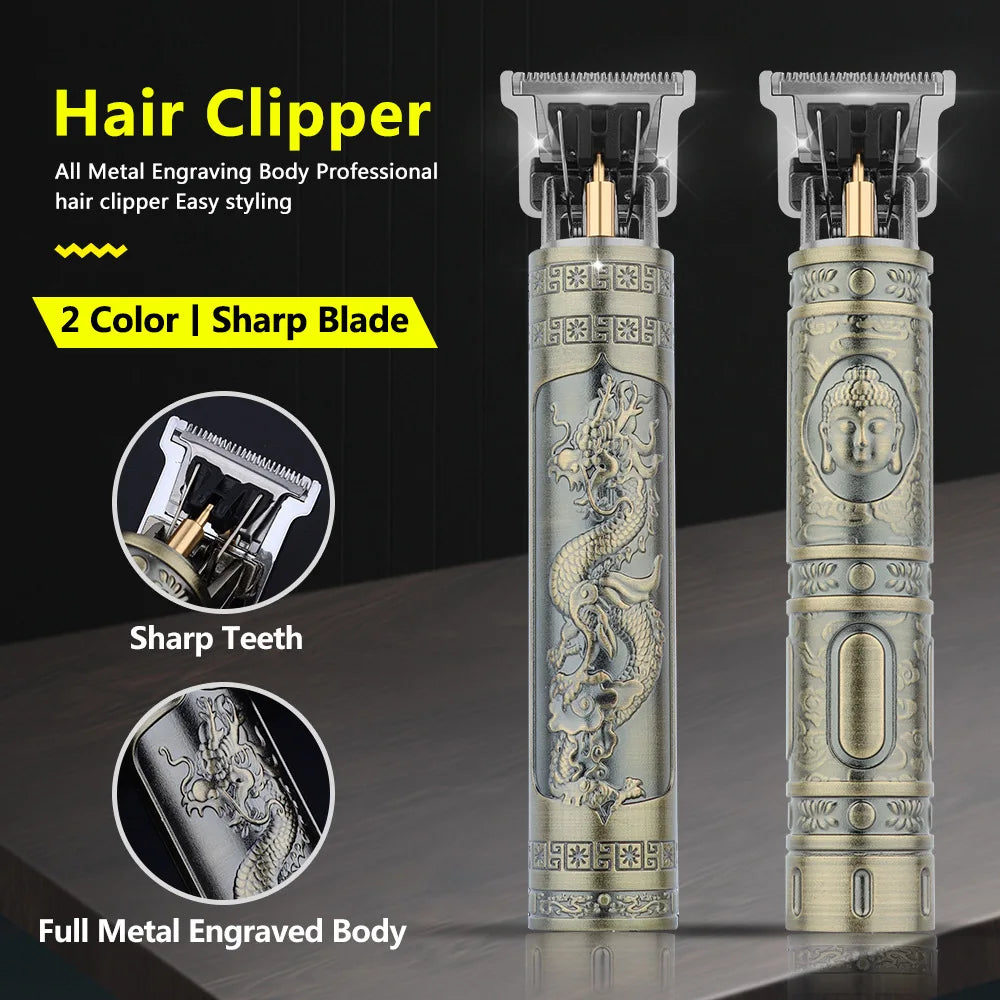 Retro T9 Professional Hair & Beard Trimmer – Cordless Electric Grooming Kit