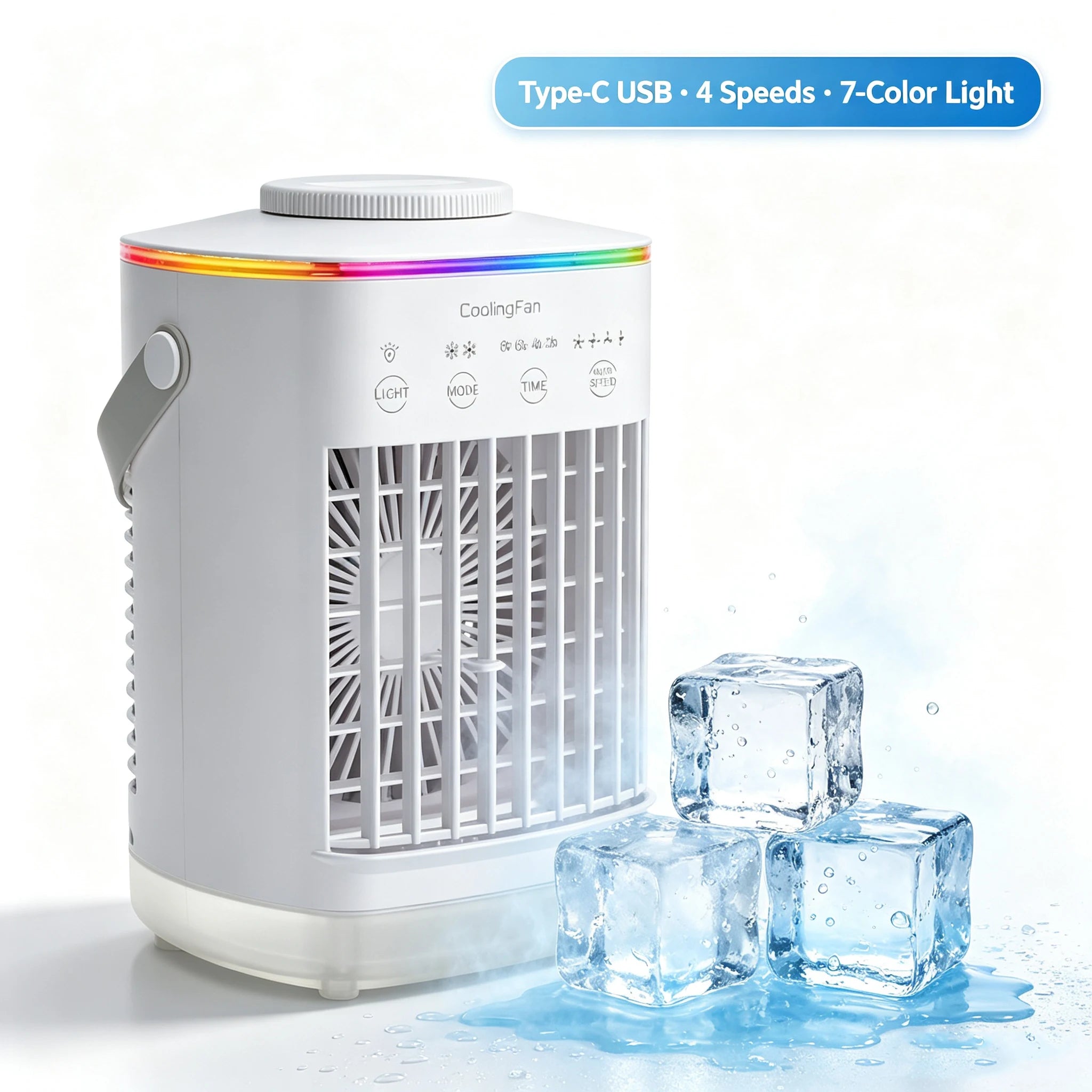 Portable Mini Air Cooler & Humidifier with LED Night Light