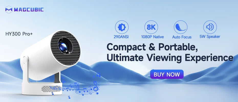 MAGCUBIC HY300 Pro Smart Projector – 8K Support, 1080P, Android 14, WiFi 6 & Bluetooth