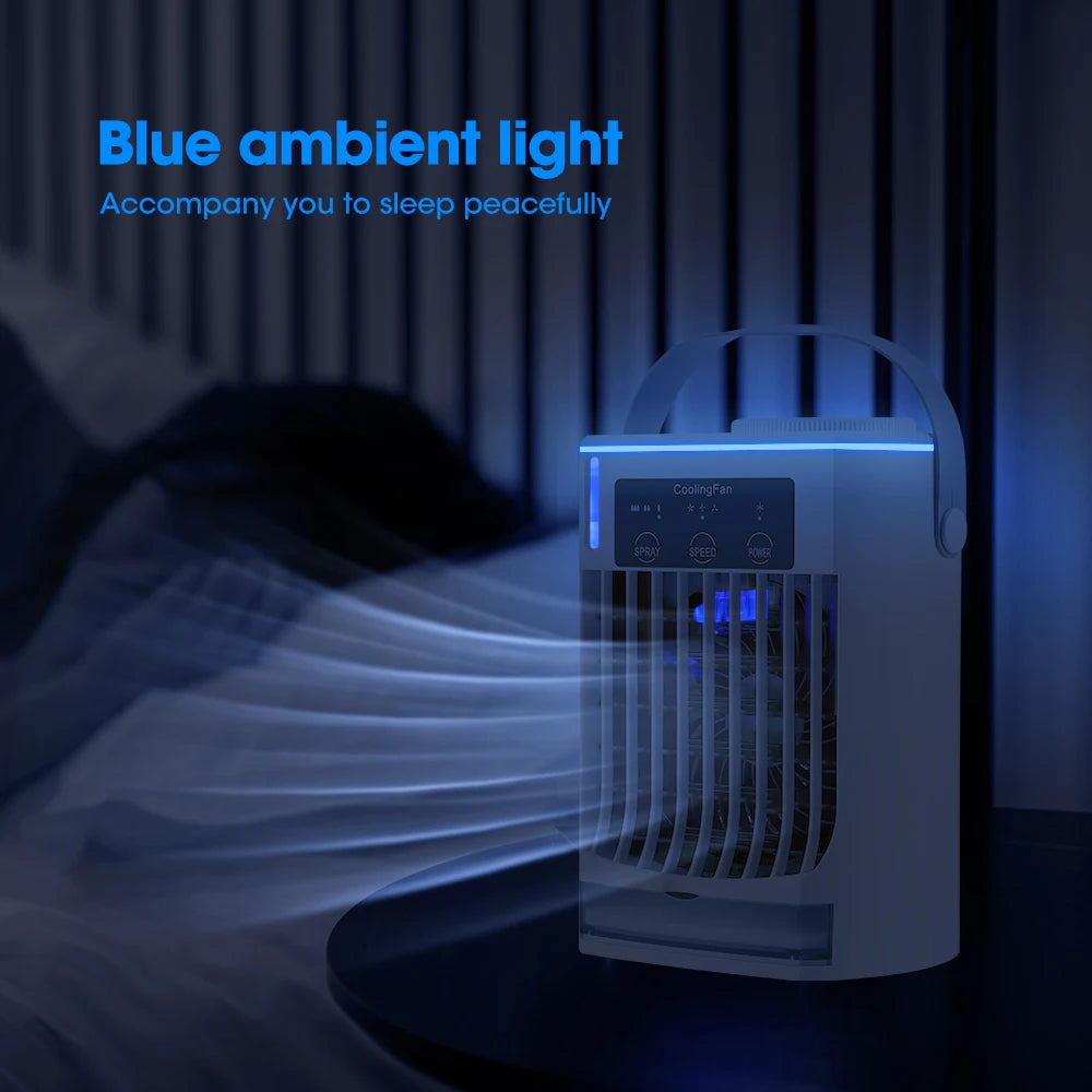 Portable Mini Air Cooler & Humidifier with LED Night Light