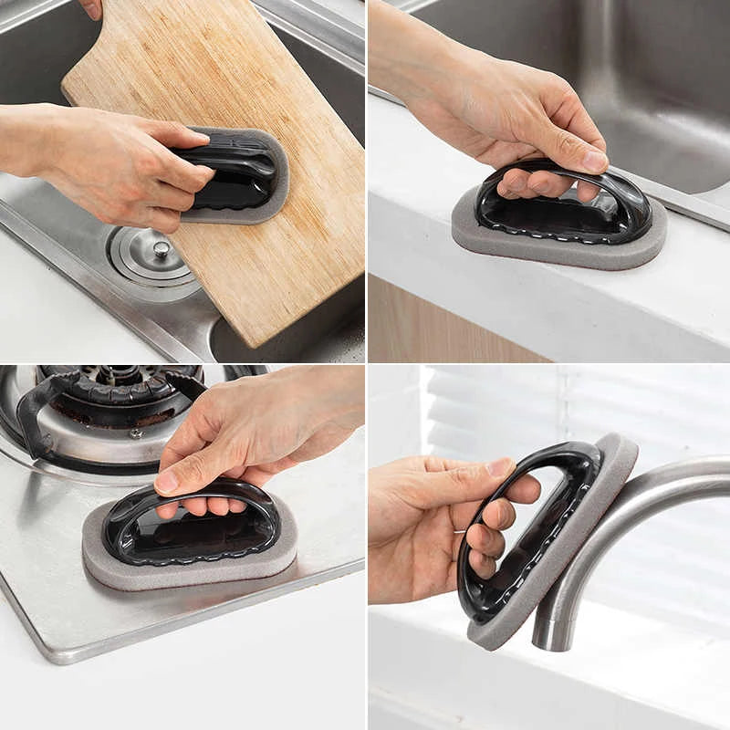 Magic Cleaning Sponge Brush – Easy-Grip Household Scrubber