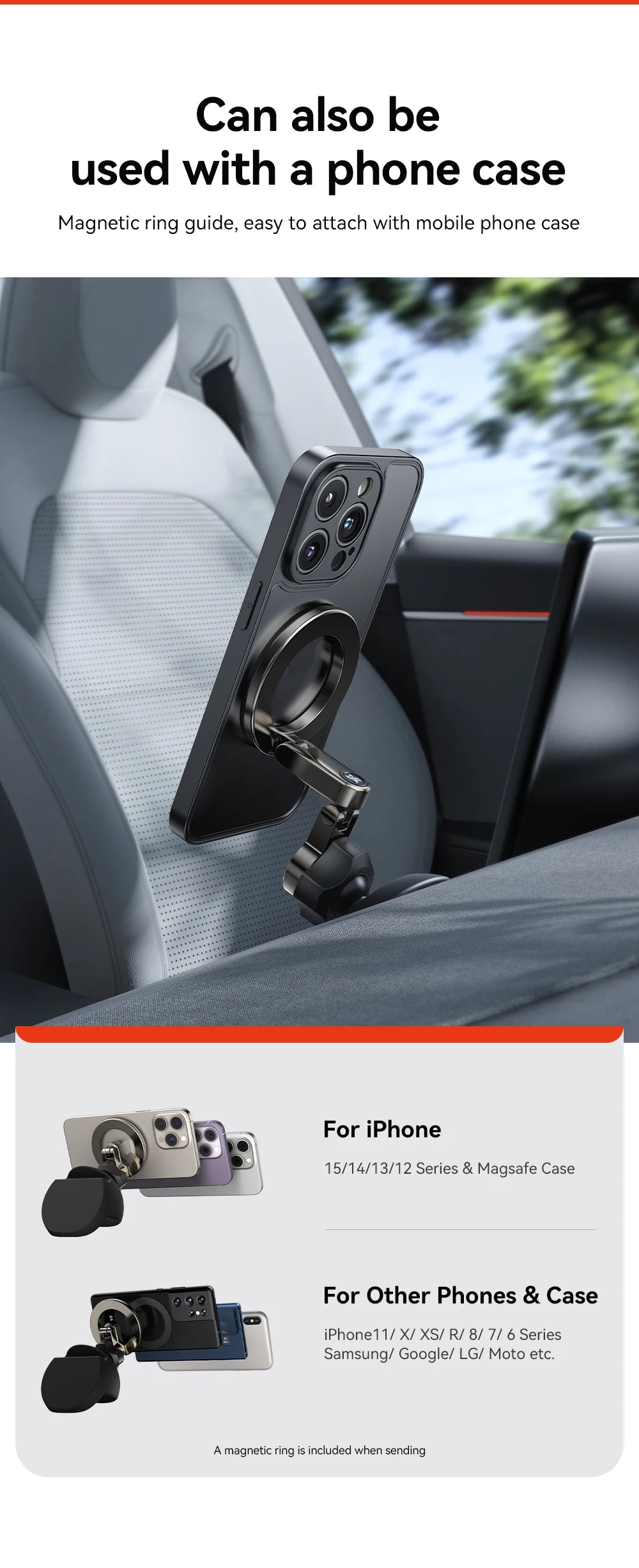 Magnetic Tesla Car Phone Holder – 360° Rotating
