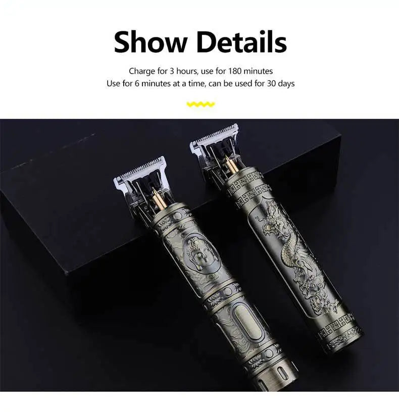 Retro T9 Professional Hair & Beard Trimmer – Cordless Electric Grooming Kit