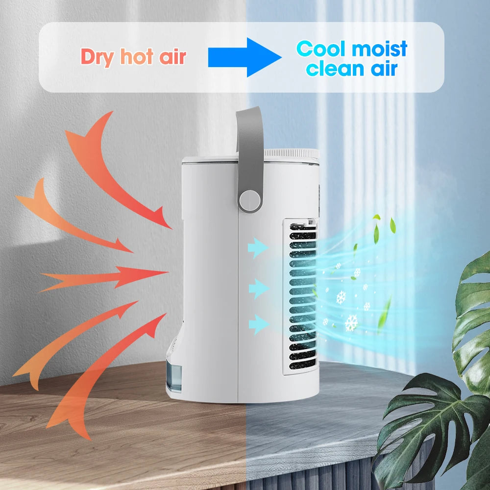 Portable Mini Air Cooler & Humidifier with LED Night Light