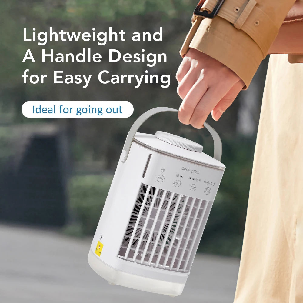 Portable Mini Air Cooler & Humidifier with LED Night Light