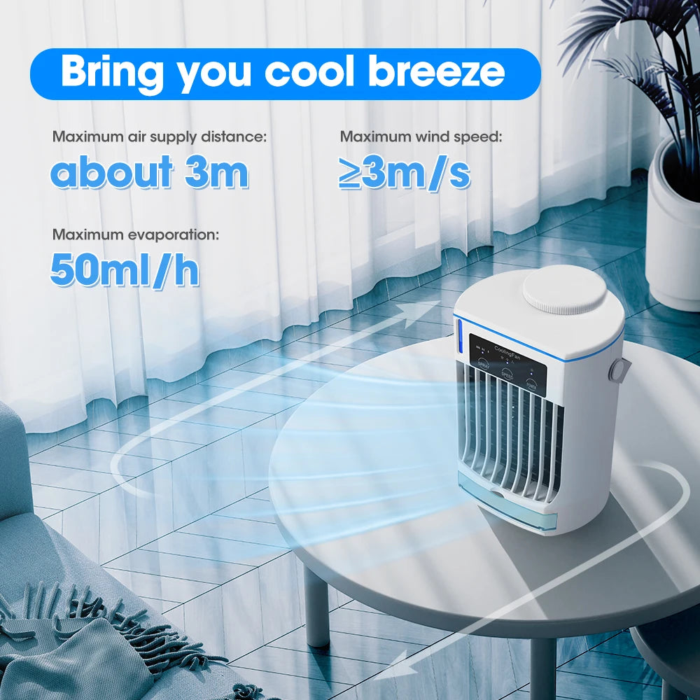 Portable Mini Air Cooler & Humidifier with LED Night Light