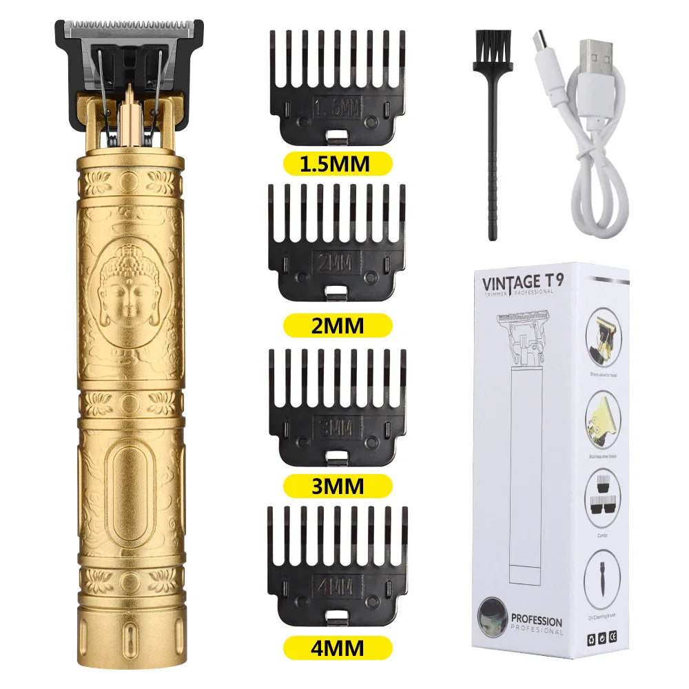 Retro T9 Professional Hair & Beard Trimmer – Cordless Electric Grooming Kit