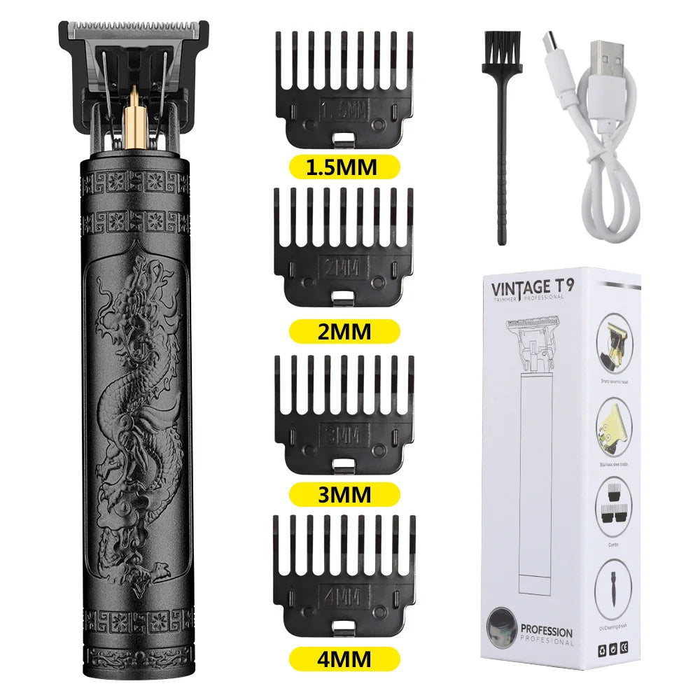 Retro T9 Professional Hair & Beard Trimmer – Cordless Electric Grooming Kit