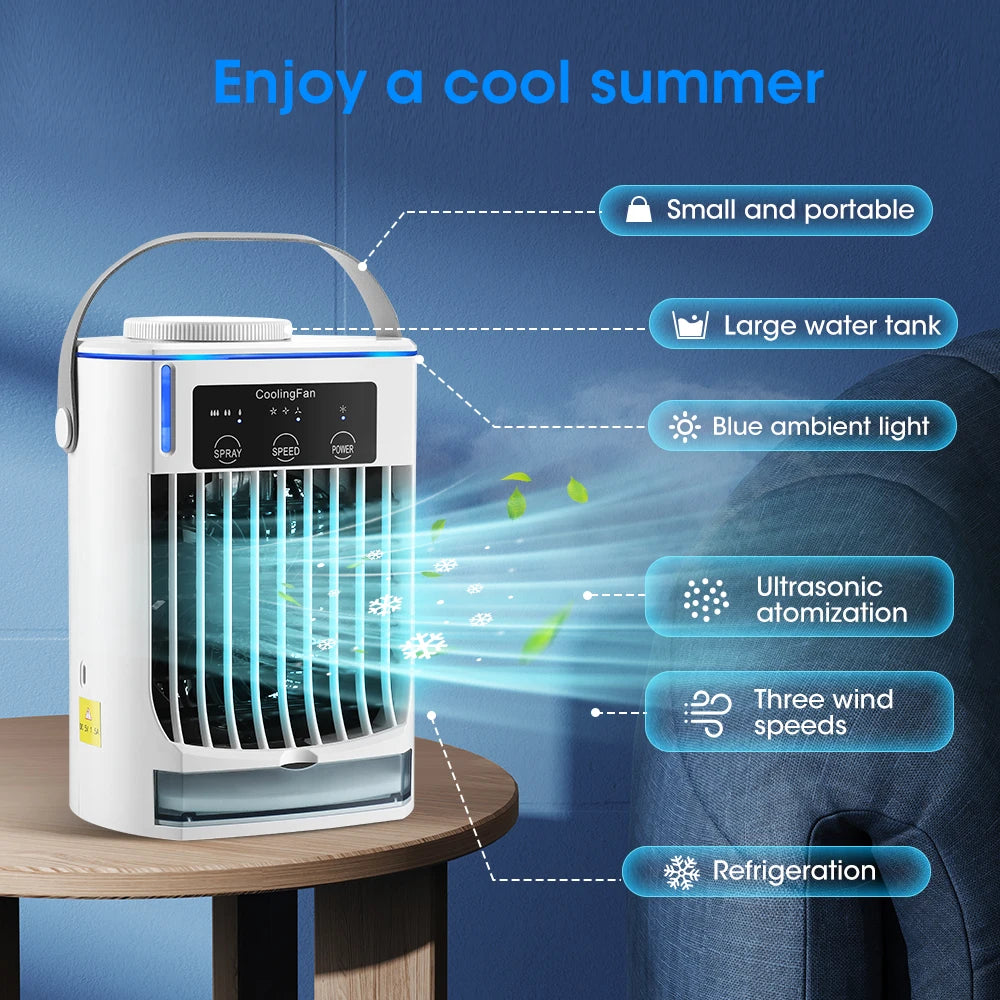 Portable Mini Air Cooler & Humidifier with LED Night Light