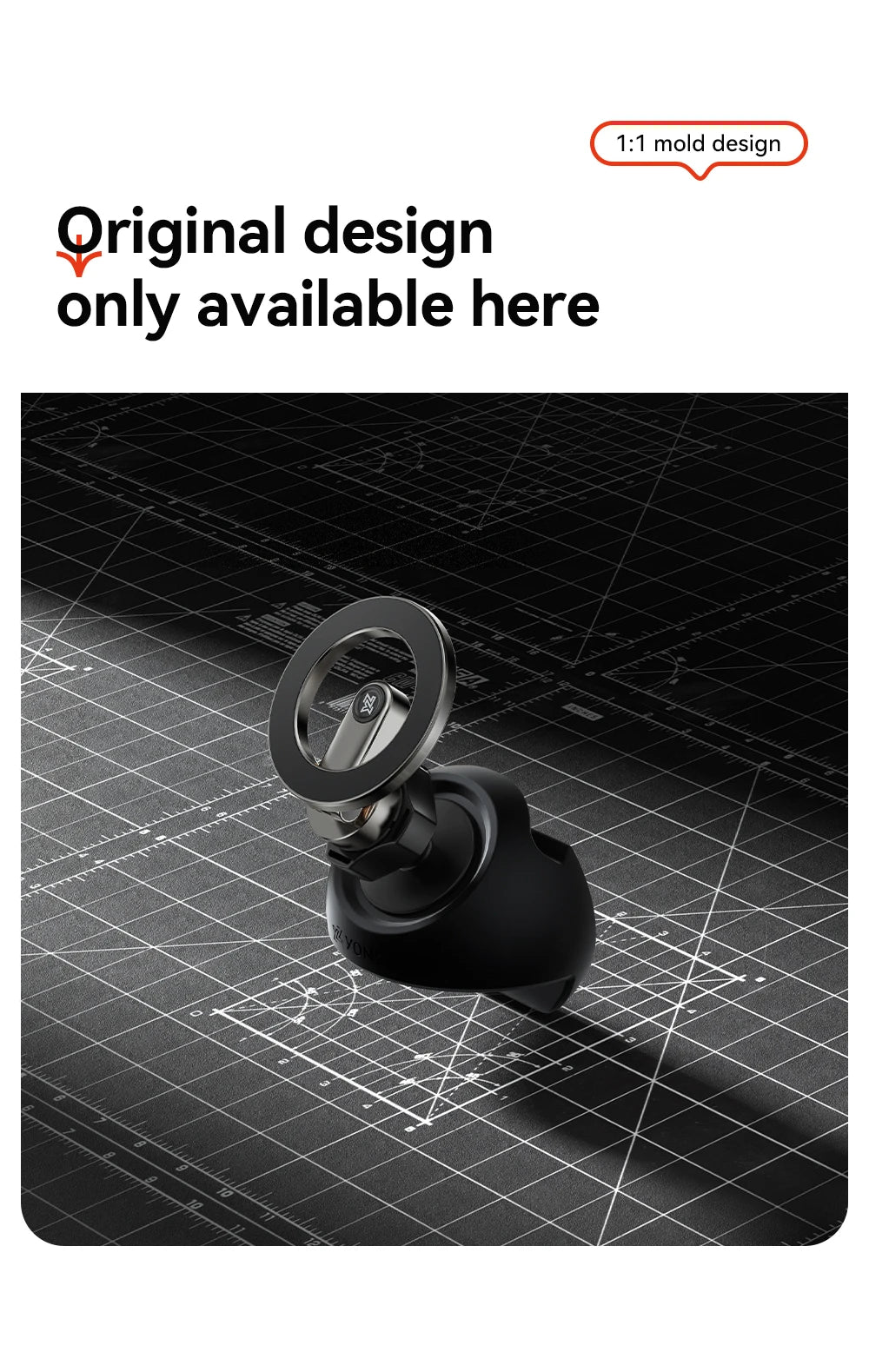 Magnetic Tesla Car Phone Holder – 360° Rotating