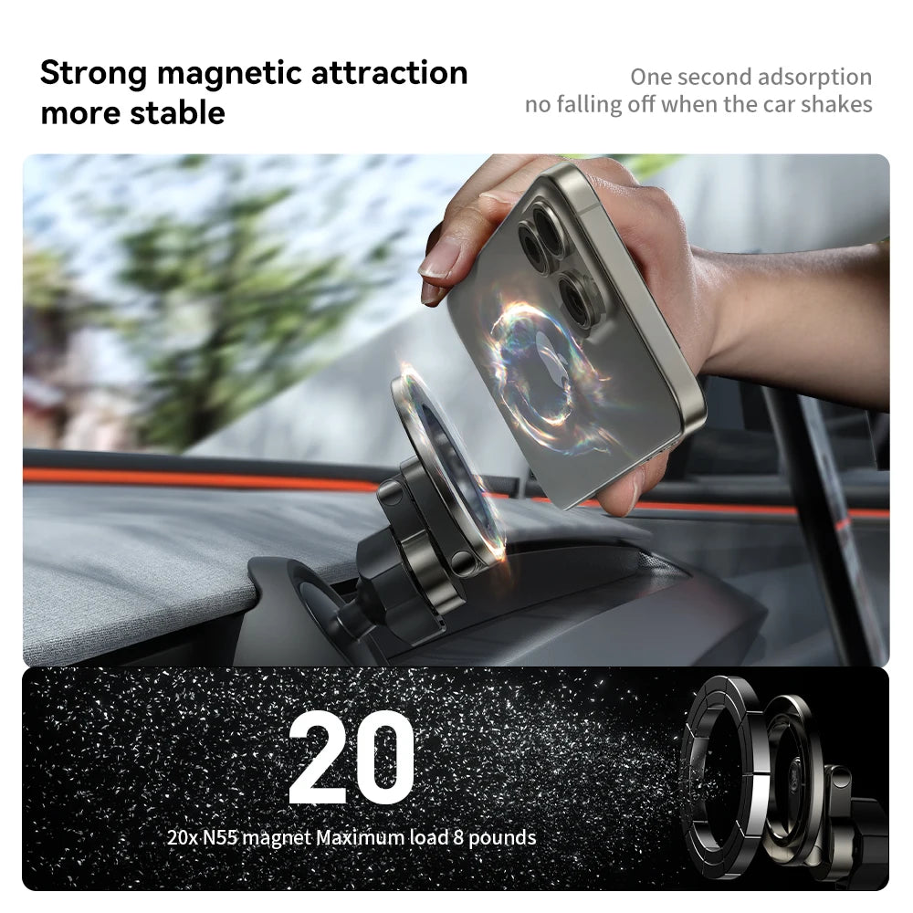 Magnetic Tesla Car Phone Holder – 360° Rotating