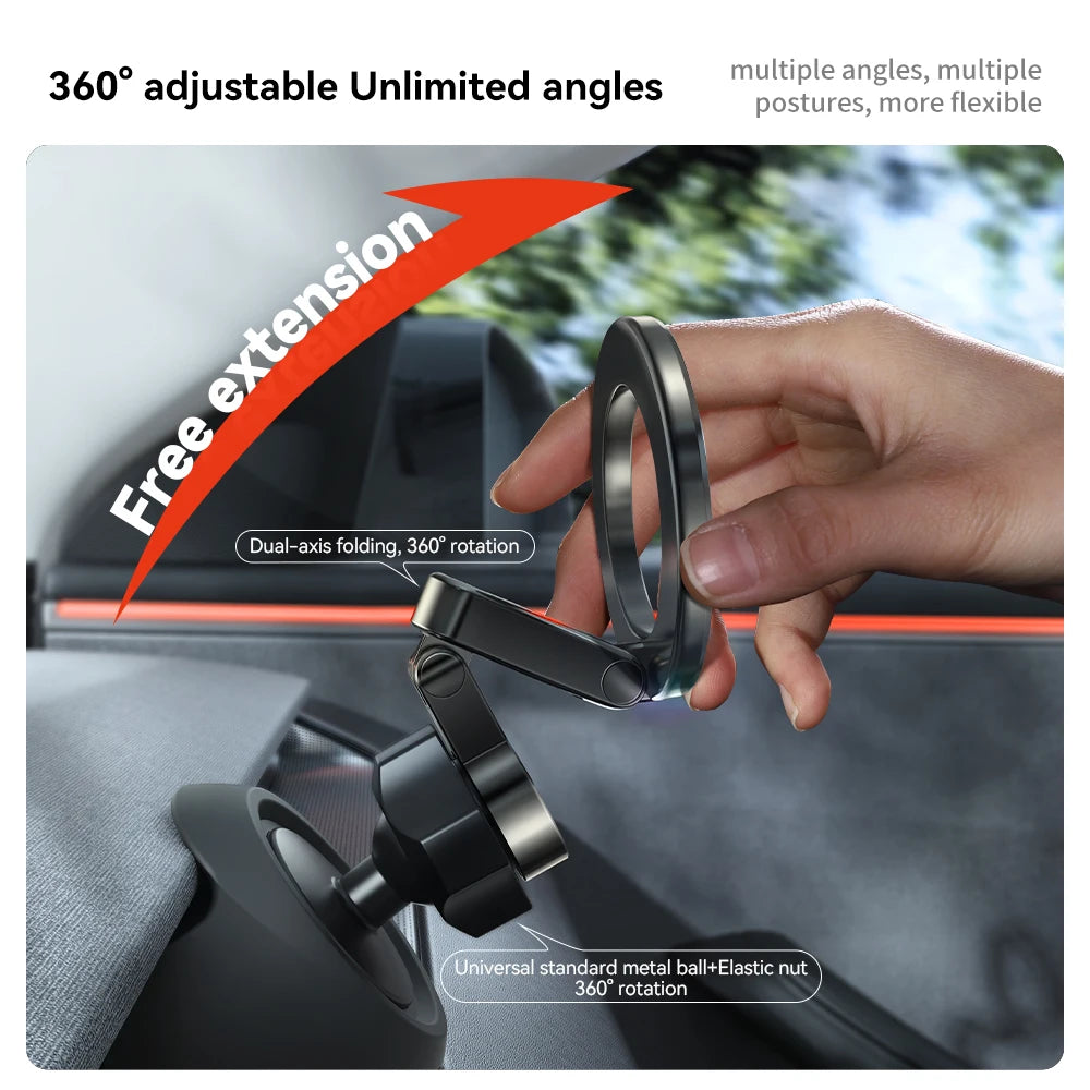 Magnetic Tesla Car Phone Holder – 360° Rotating